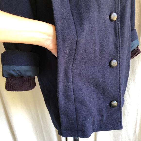 Vintage 80s Mackintosh Layered Wool Vest Coat + Hood - Picture 4 of 6